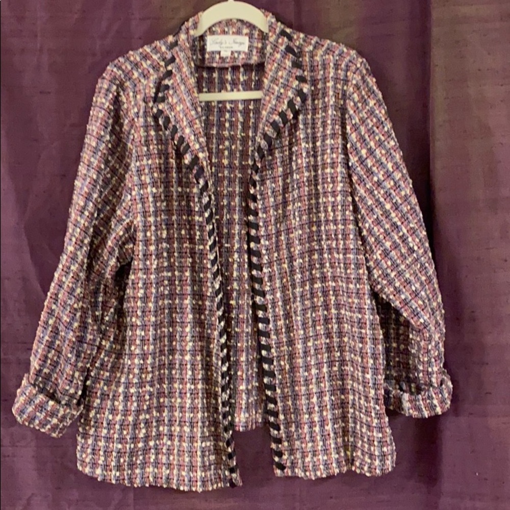 Unconstructed Chenille Blazer With Whipstitching